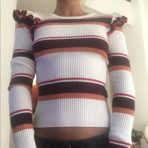 Striped 90s sweater with ruffle